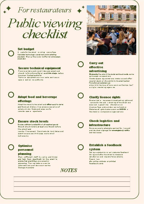 Public screening checklist for restaurateurs 