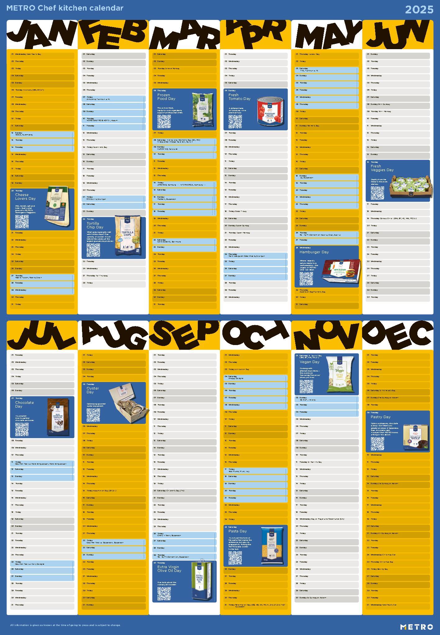METRO Chef kitchen calendar: Gastro dates 2025